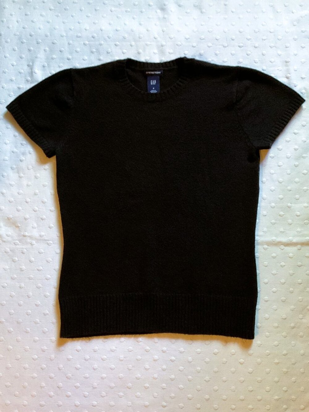 VTG Y2K Gap Stretch Women’s Crewneck S/S Sweater, Black, Sz M